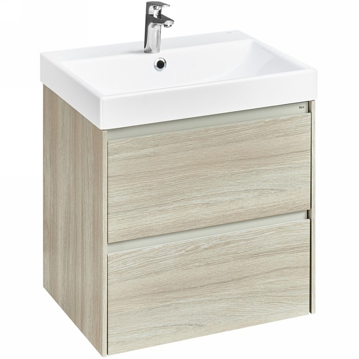 Тумба под раковину Roca Ona 600 подвесная, 2 ящика, светлый дуб (A857613512) A857613512