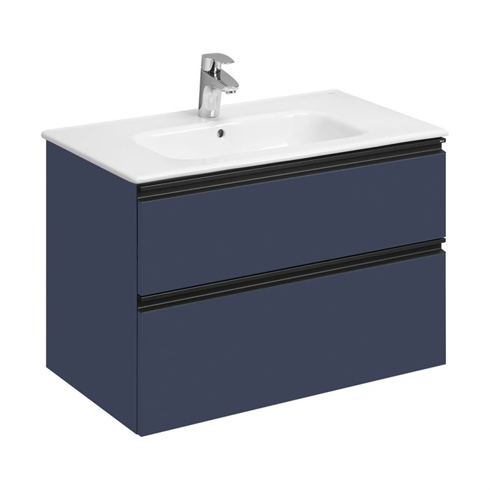 Тумба под раковину Roca DOMI 800 мм, подвесная, 2 ящика, синий матовый (Z.RU93.0.786.8) Z.RU93.0.786.8