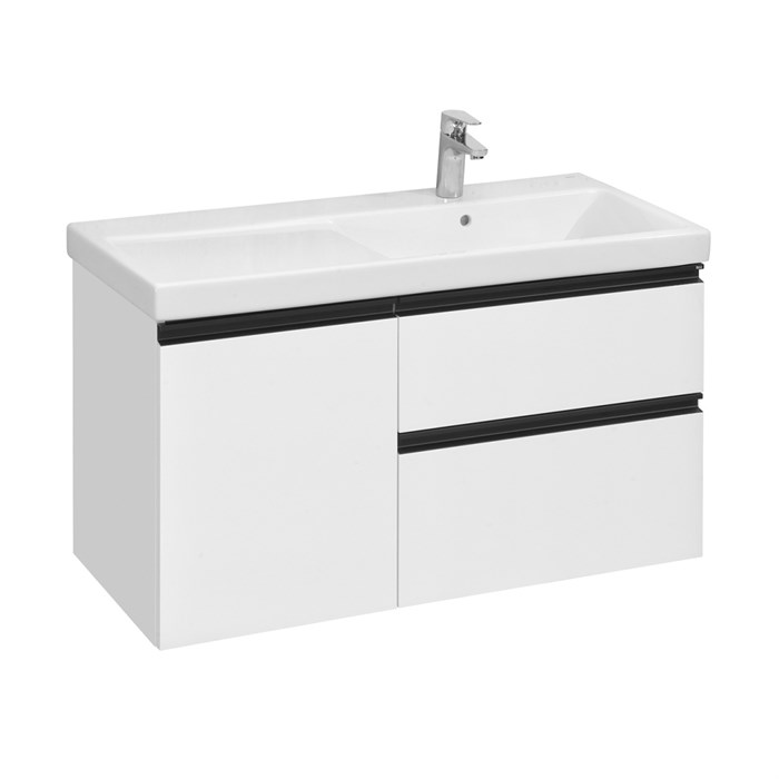 Тумба под раковину Roca DOMI 1000 мм, правая, подвесная, 2 ящика, белый глянец (A857478806) A857478806