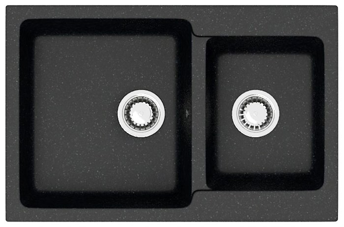 Кухонная мойка AZARIO Grand 765х500х190 двойная, искусственный мрамор, цвет Черный (CS00079903) CS00079903