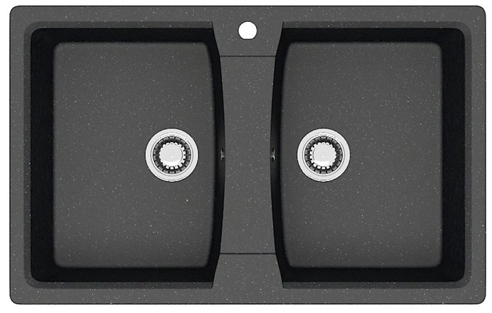 Кухонная мойка AZARIO Elmas 780х500х190 двойная, искусственный мрамор, цвет черный (CS00078333) CS00078333