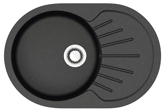 Кухонная мойка AZARIO Flora 730x450x215 искусственный мрамор, цвет черный (CS00079913) CS00079913