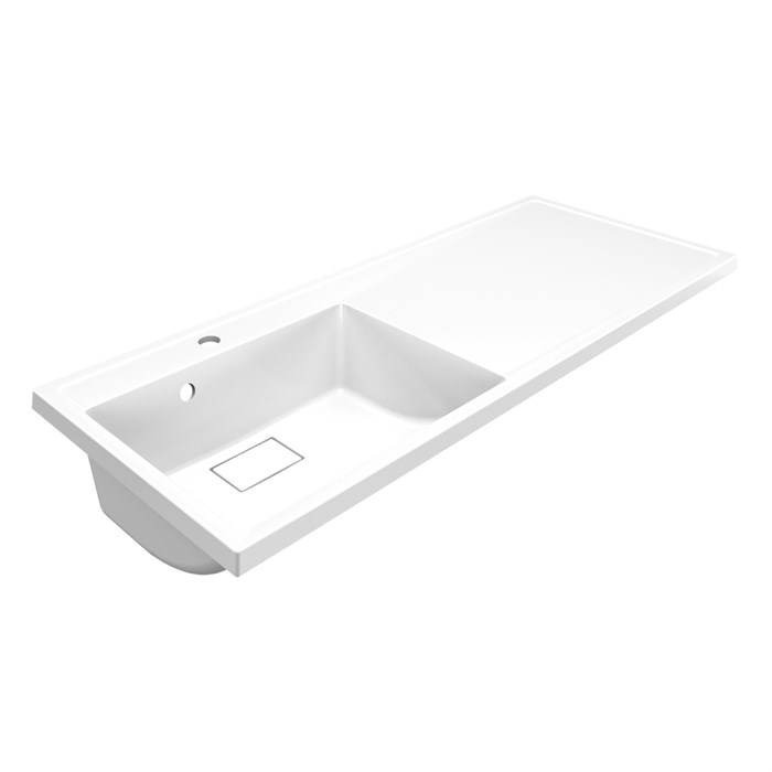 Раковина Azario Paola Magenta 1200 L левосторонняя, литьевой мрамор, белый (CS00078451) CS00078451