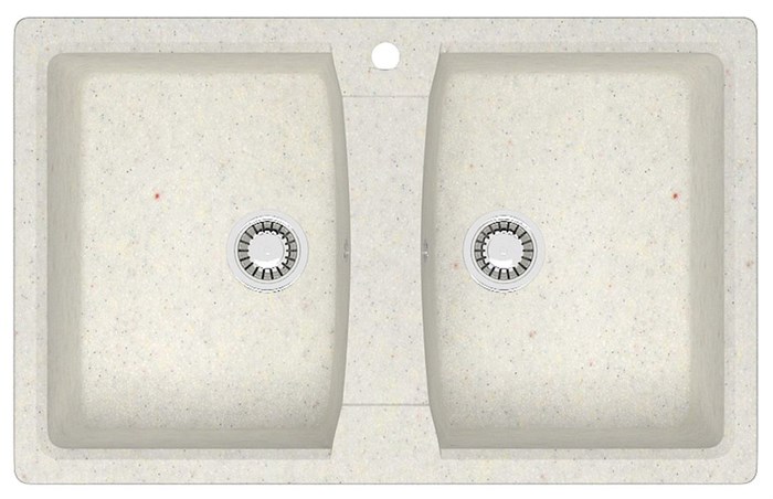 Кухонная мойка AZARIO Elmas 780х500х190 двойная, искусственный мрамор, цвет хлопок (CS00079898) CS00079898