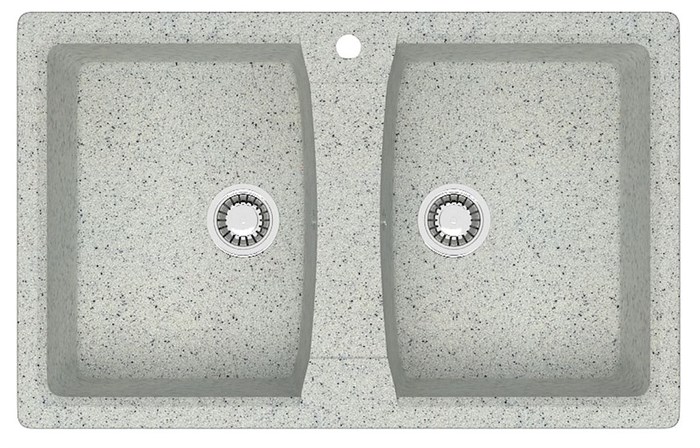 Кухонная мойка AZARIO Elmas 780х500х190 двойная, искусственный мрамор, цвет светло серый (CS00078335) CS00078335