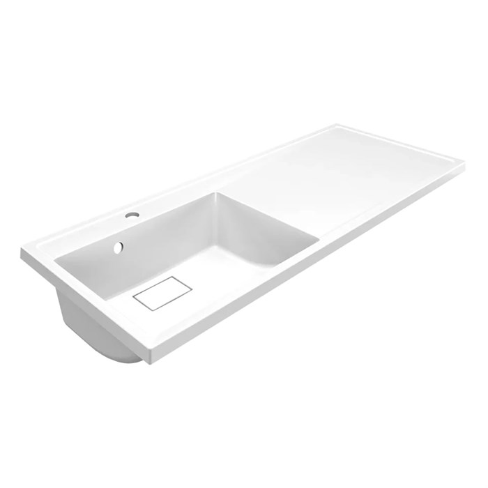 Раковина Azario Paola Magenta 1100 L левосторонняя, литьевой мрамор, белый (CS00078450) CS00078450