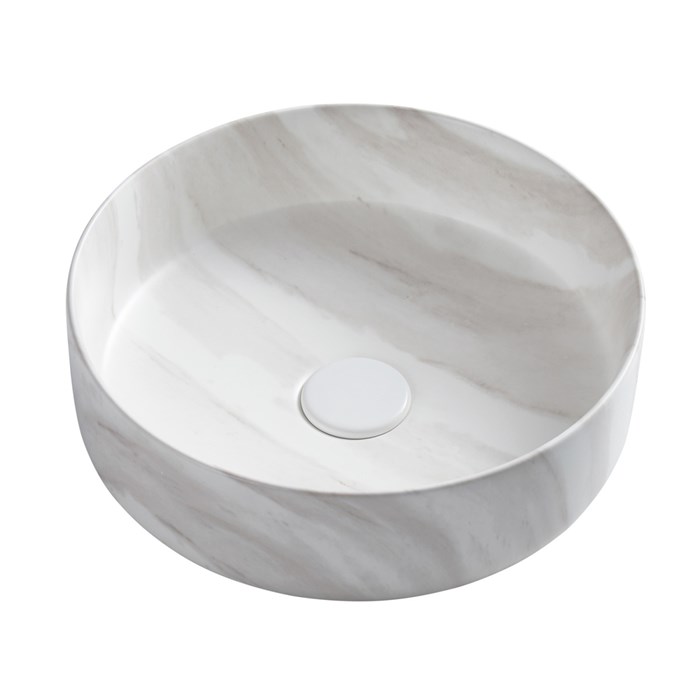 Раковина-чаша Azario 355х355х120 накладная, круглая, светлый мрамор (AZ-3134-M817) AZ-3134-M817
