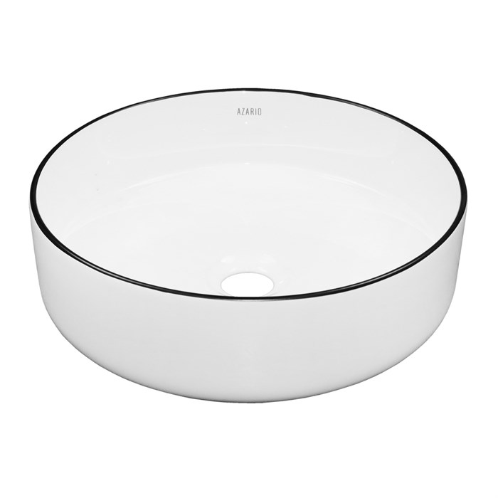 Раковина-чаша Azario 355х355х120 накладная, круглая, белый глянец/черная оконтовка (AZ-3134-BE) AZ-3134-BE