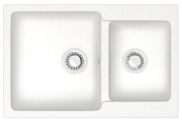 Кухонная мойка AZARIO Grand 765х500х190 двойная, искусственный мрамор, цвет Белый (CS00079900) CS00079900