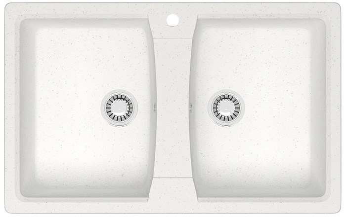 Кухонная мойка AZARIO Elmas 780х500х190 двойная, искусственный мрамор, цвет белый (CS00078329) CS00078329