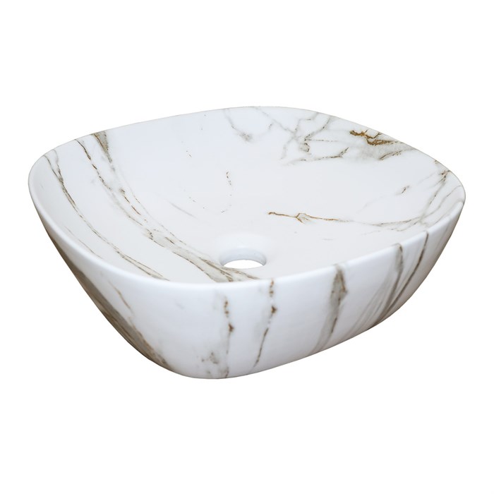 Раковина-чаша Azario 370x370x115 накладная, округлая, светлый мрамор (AZ-2184+M845) AZ-2184+M845