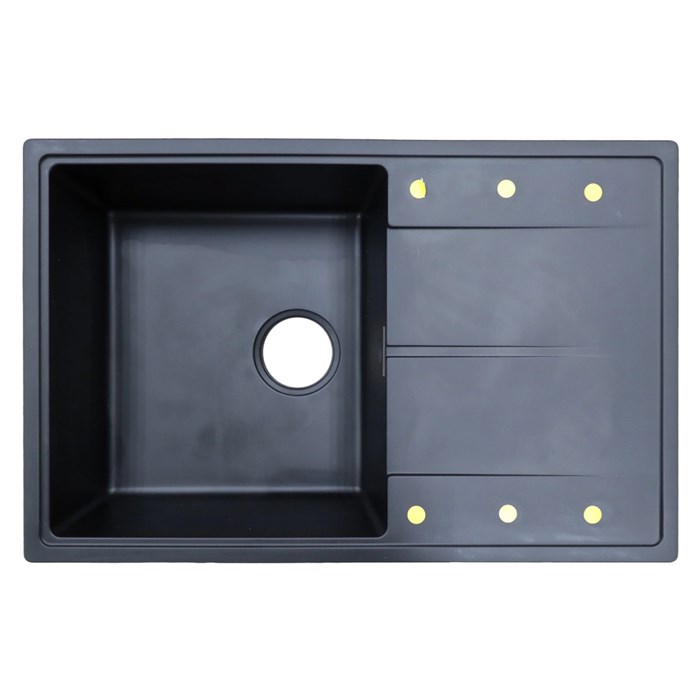 Кухонная мойка AZARIO Izmir 740х480х197 кварцевая, прямоугольная, сифон в комплекте, цвет Черный (CS00097684) CS00097684