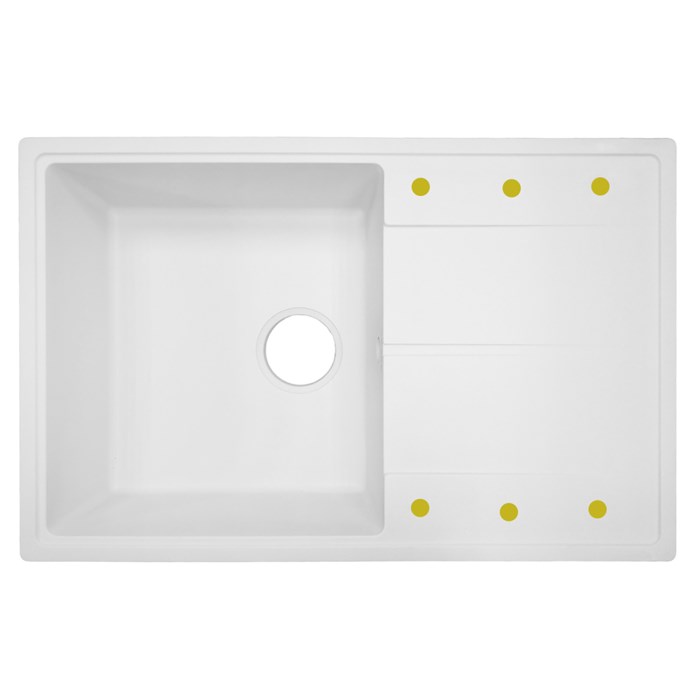 Кухонная мойка AZARIO Izmir 740х480х197 кварцевая, прямоугольная, сифон в комплекте, цвет Белый (CS00097681) CS00097681