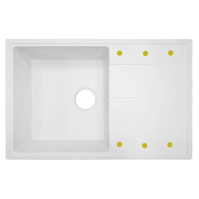 AZARIO кухонная мойка кварцевая Izmir (740х480х197) Белая (сифон) CS00097681