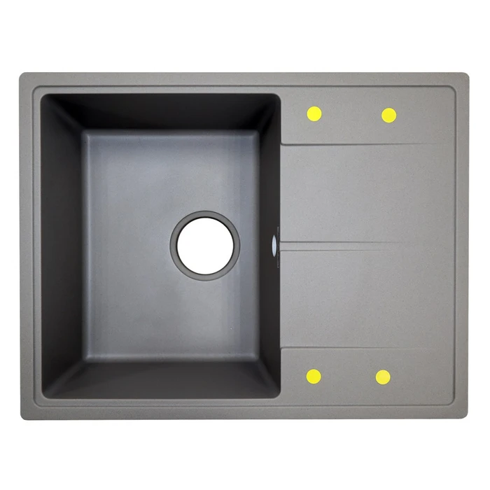 AZARIO кухонная мойка кварцевая Tavas (620х480х197) Серая (сифон) CS00097671