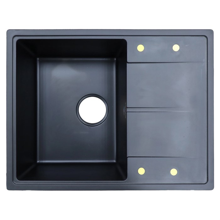 Кухонная мойка AZARIO Tavas 620х480х197 кварцевая, прямоугольная, сифон в комплекте, цвет Черный (CS000976724) CS000976724