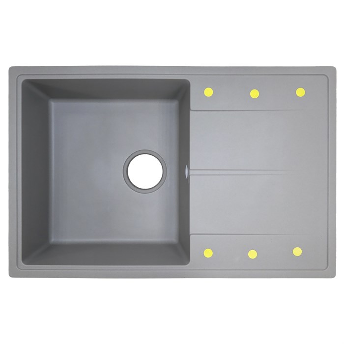 Кухонная мойка AZARIO Izmir 740х480х197 кварцевая, прямоугольная, сифон в комплекте, цвет Серый (CS00097683) CS00097683