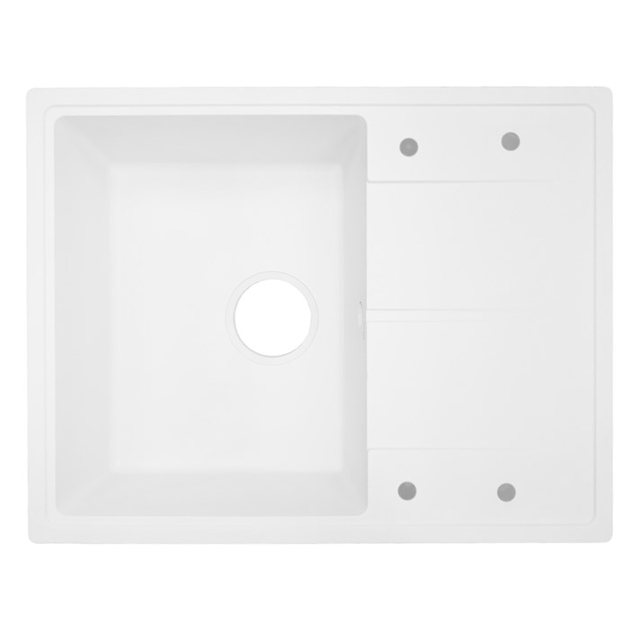 Кухонная мойка AZARIO Tavas 620х480х197 кварцевая, прямоугольная, сифон в комплекте, цвет Белый (CS00097670) CS00097670