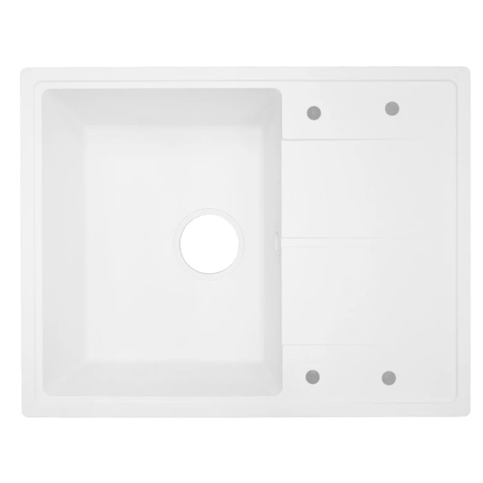 AZARIO кухонная мойка кварцевая Tavas (620х480х197) Белая (сифон) CS00097670