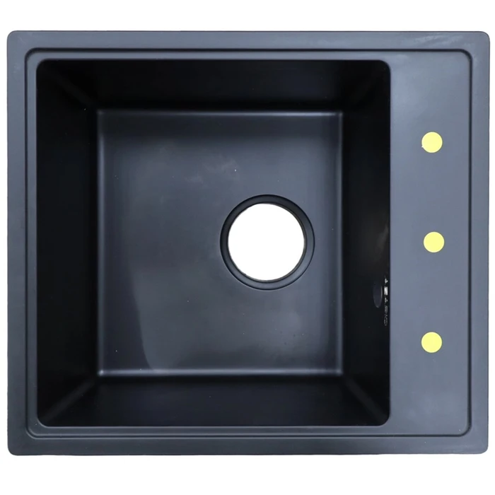 AZARIO кухонная мойка кварцевая Milas (420х480х197) Черная (сифон) CS00097668