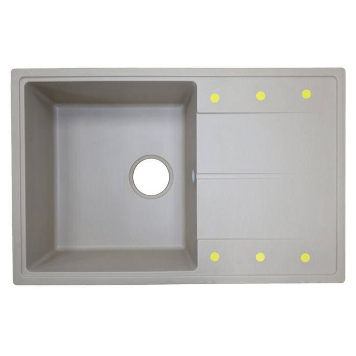 Кухонная мойка AZARIO Izmir 740х480х197 кварцевая, прямоугольная, сифон в комплекте, цвет Песочный (CS00097682) CS00097682