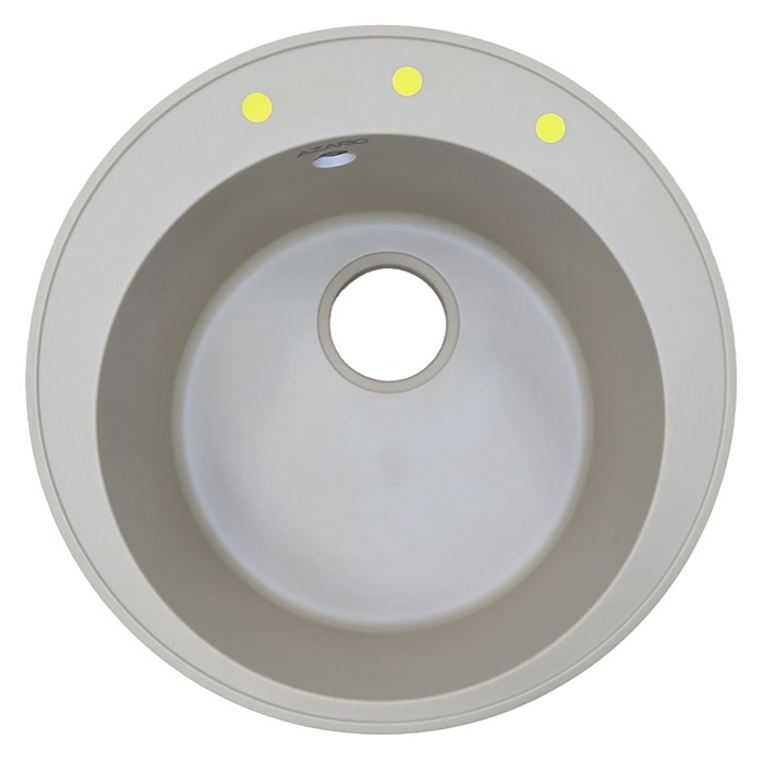 Кухонная мойка AZARIO Sivas 480х480х197 кварцевая, круглая, сифон в комплекте, цвет Песочный (CS00097655) CS00097655