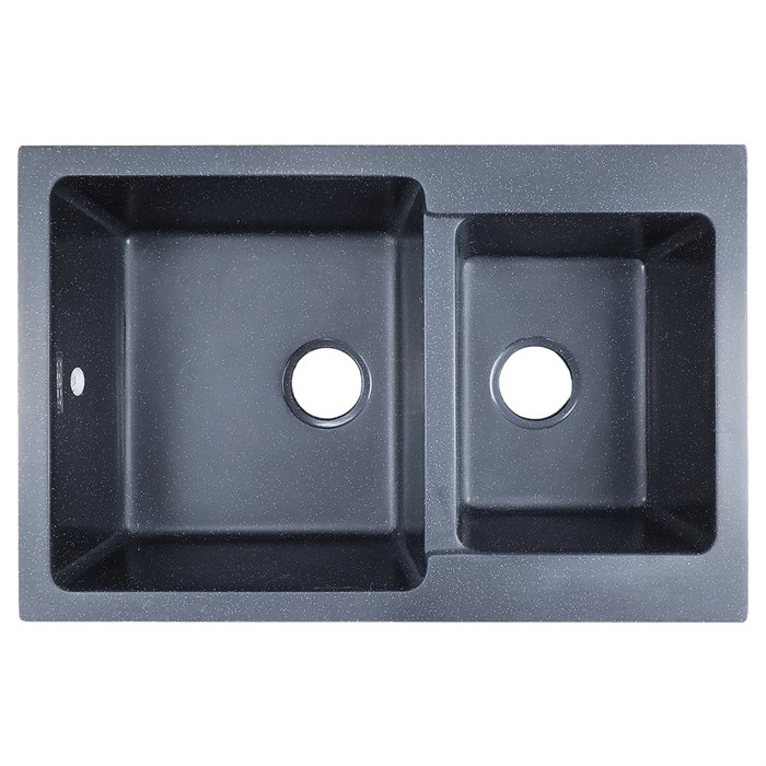 Кухонная мойка AZARIO Ostin 770x510х210 искусственный мрамор, двойная, сифон в комплекте, цвет черный (CS00105244) CS00105244