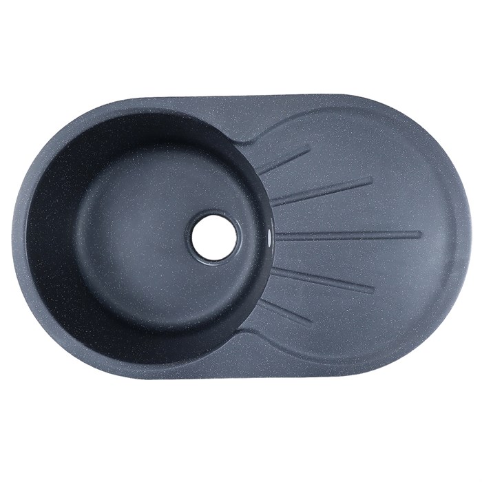 Кухонная мойка AZARIO Perla 730x450x190 искусственный мрамор, с "крылом", сифон в комплекте, цвет черный (CS00105242) CS00105242