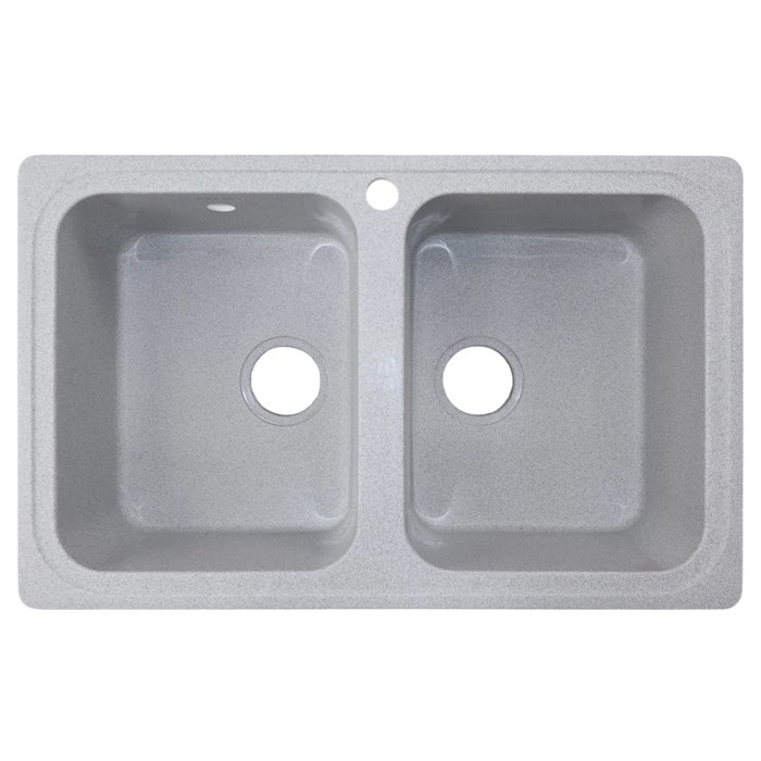 Кухонная мойка AZARIO Alba 780x490x190 двойная, искусственный мрамор, сифон в комплекте, цвет серый (CS00105219) CS00105219