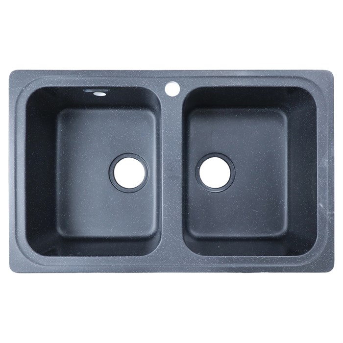 Кухонная мойка AZARIO Alba 780x490x190 двойная, искусственный мрамор, сифон в комплекте, цвет черный (CS00105217) CS00105217