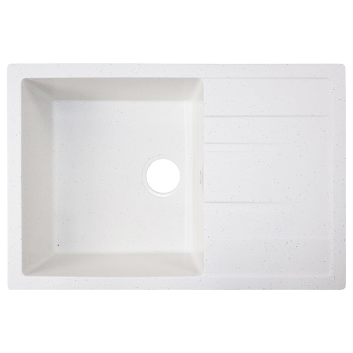 Кухонная мойка AZARIO Rio 750x505x185 искусственный мрамор, с "крылом", сифон в комплекте, цвет белый крап (CS00105231) CS00105231