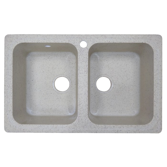 Кухонная мойка AZARIO Alba 780x490x190 двойная, искусственный мрамор, сифон в комплекте, цвет песочный (CS00105218) CS00105218