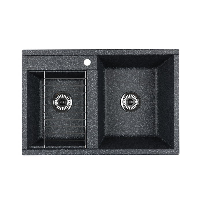 Кухонная мойка  Aquaton Делия 78 DBL 2 чаши, цвет графит (1A723132DE210) 1A723132DE210