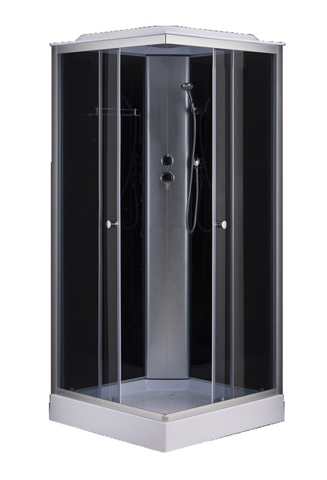 Душевая кабина Loranto CS-6491F 900х900х2150 серая, прозрачное стекло 4мм, поддон 13см, профиль сатин (CS-6491G 90*90*215) CS-6491G 90*90*215