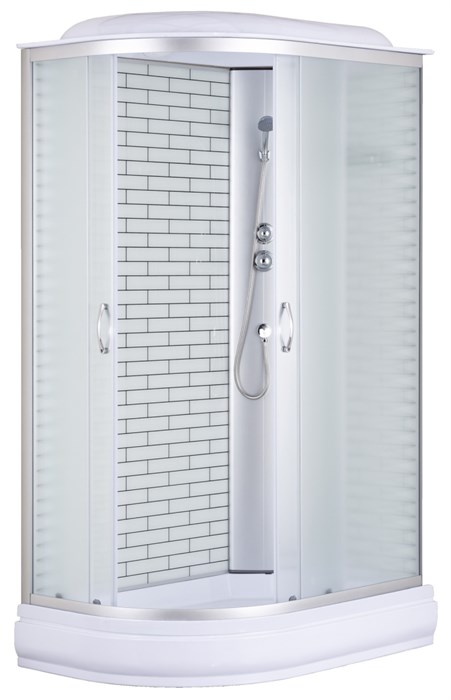 Душевая кабина Loranto 120х80х215 поддон 20 см, белый кирпичный узор, стекло 4 мм, профиль хром (CS-66120-20R FW 120) CS-66120-20R FW 120