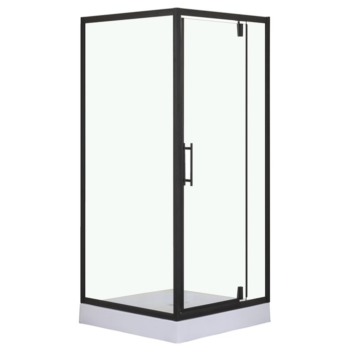 Душевое ограждение LORANTO 90х90х200 R/L с низким поддоном 13см, прозрачное закаленное стекло 6мм, профиль черный (CS-604A 90) CS-604A 90