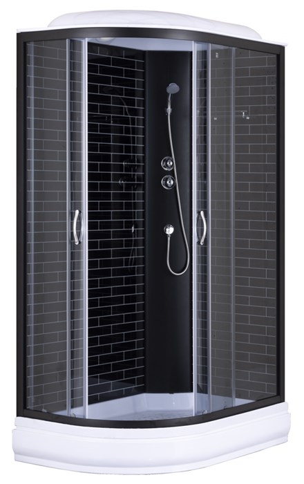 Душевая кабина Loranto 120х80х215 поддон 20 см, черный кирпичный узор, серое стекло 4 мм, профиль черный (CS-66120-20R GB 120) CS-66120-20R GB 120