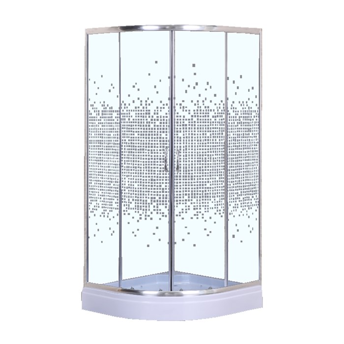 Душевое ограждение LORANTO 90х90х215 с низким поддоном13см, серое закаленное стекло 4мм, профиль хром (CS-8015GB 90) CS-8015GB 90