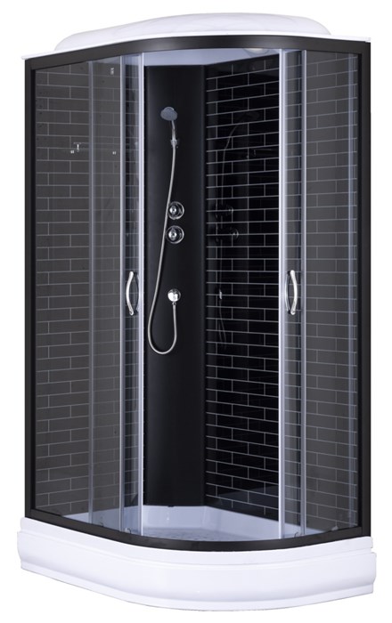 Душевая кабина Loranto 120х80х215 поддон 20 см, черный кирпичный узор, серое стекло 4мм, профиль черный (CS-66120-20L GB 120) CS-66120-20L GB 120
