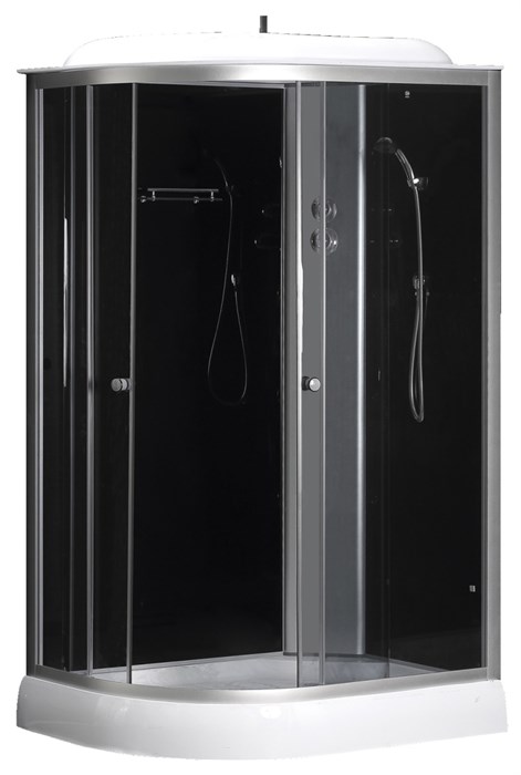 Душевая кабина LORANTO 120х80х215 с низким поддоном 13 см, черное закаленное стекло 4 мм, профиль хром (CS-66121R G 120) CS-66121R G 120