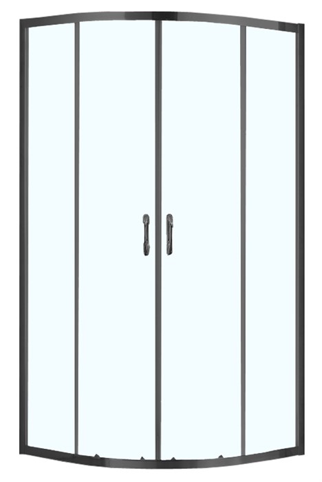 Душевое ограждение Azario MILTON 900х900х2000, БЕЗ ПОДДОНА, полукруглое, прозрачное стекло 6 мм, цвет профиля черный (AZ-ND2142 900 Black) AZ-ND2142 900 Black
