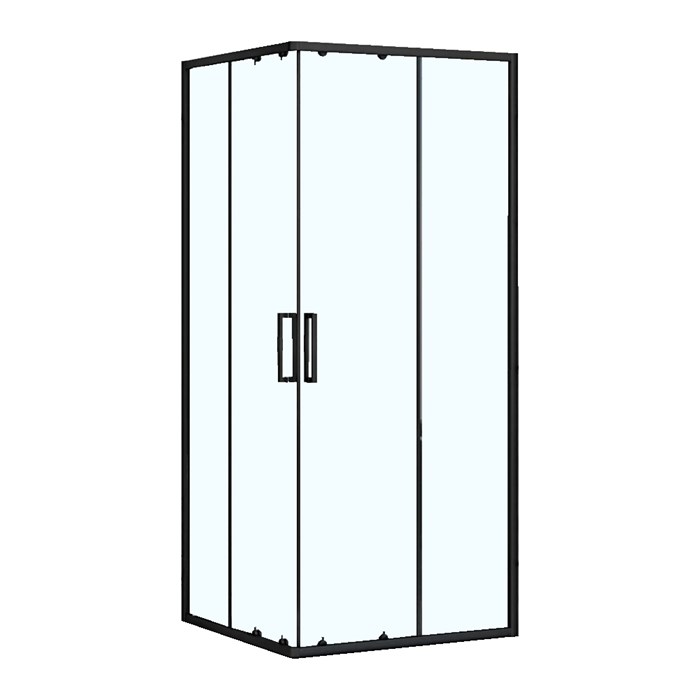 Душевое ограждение Loranto NEO 100x100x190 прозрачное закаленное стекло 5 мм, профиль черный, без поддона (CS-21809B-100) CS-21809-100B