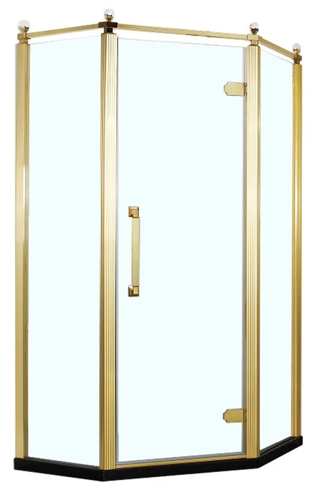 Онтарио-Душевое ограждение 900х900х2000 универсальное,профиль золото глянцевое,БЕЗ ПОДДОНА,распаш дверь,стекло прозрач 8мм с гидрофобным по AZ-NBB3231 AZ-NBB3231 900 GOLD