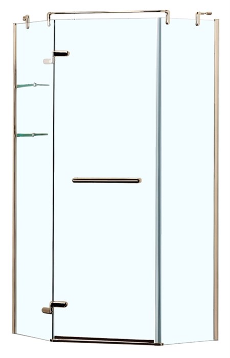 Душевое ограждение Azario MONTREAL 900х900х2000 L, со стеклянной полкой, без поддона, прозрачное стекло 8 мм, цвет профиля золото глянцевое (AZ-NWG3231 900 L) AZ-NWG3231 900 L GOLD