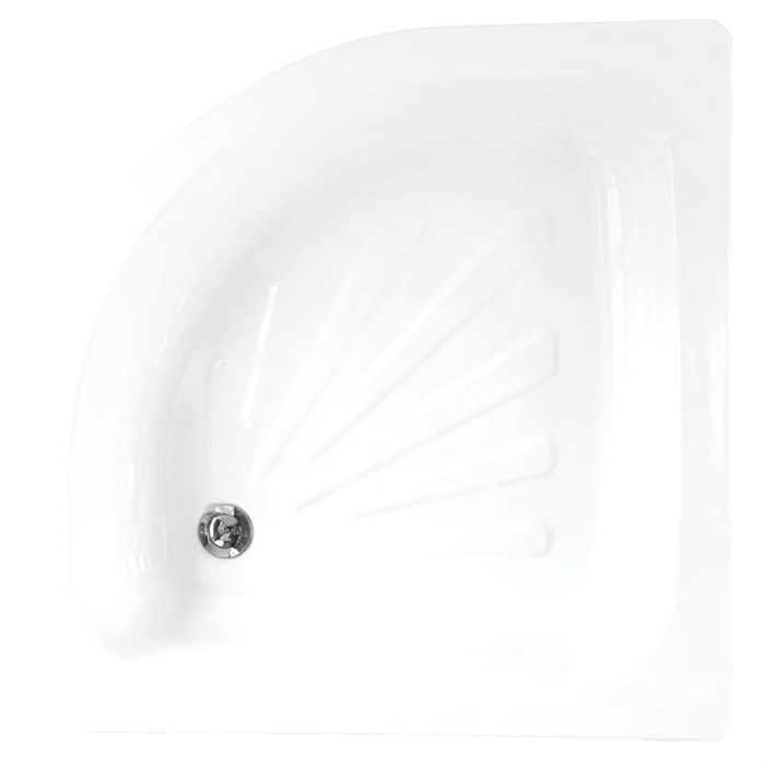 Поддон Loranto стальной, полукруглый 90х90х15 толщина стали 0,9 мм, отверстие для слива 5 см, белый (LG900C) LG900C