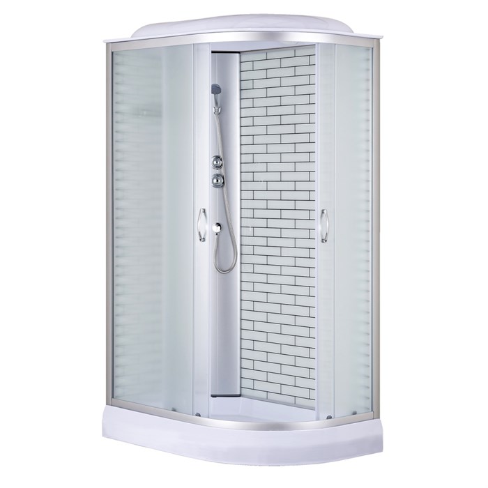 Душевая кабина Loranto 120х80х215 левосторонняя, поддон 13см, белый кирпичный узор, матовое стекло 4мм, профиль хром (CS6612013LFW120) CS-66120-13L FW 120