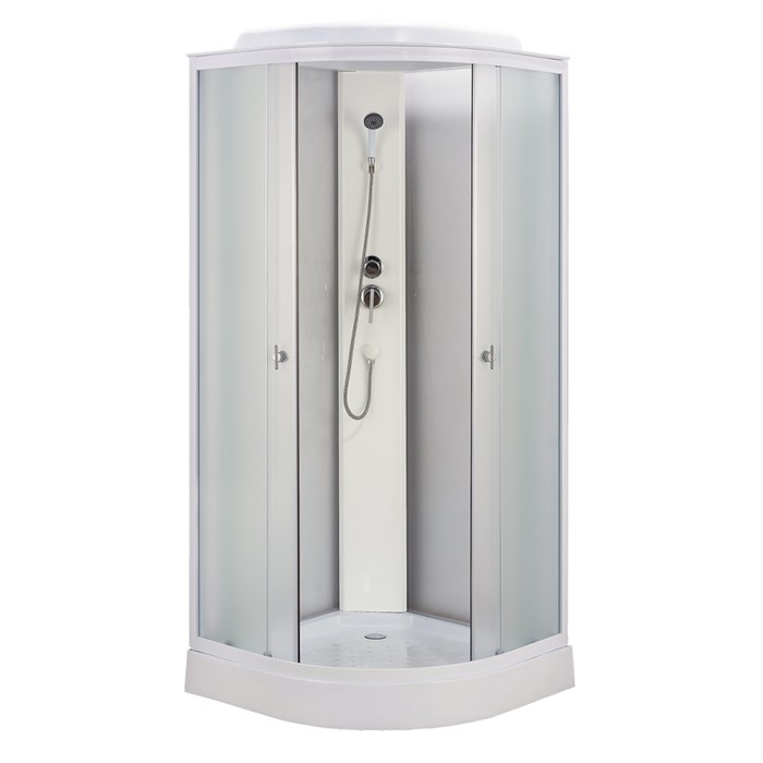 Душевая кабина Loranto 90x90x215 поддон 13 см, 4 мм матовое стекло, профиль и задняя стенка белого цвета (CS-981ТМ/W) CS-981ТМ/W