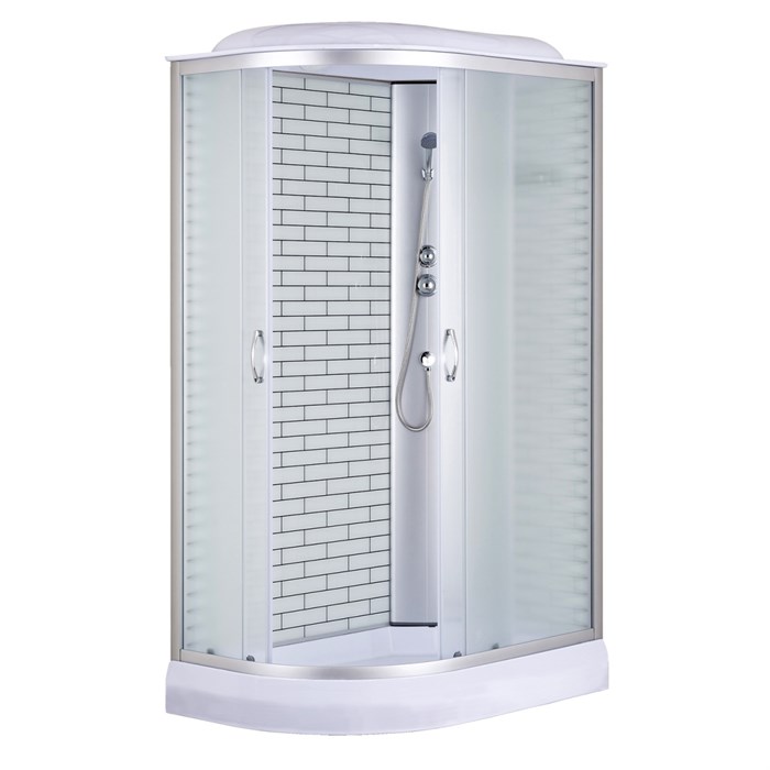 Душевая кабина Loranto 120х80х215 правосторонняя, поддон 13см, белый кирпичный узор, матовое стекло 4мм, профиль хром (CS6612013RFW120) CS-66120-13R FW 120