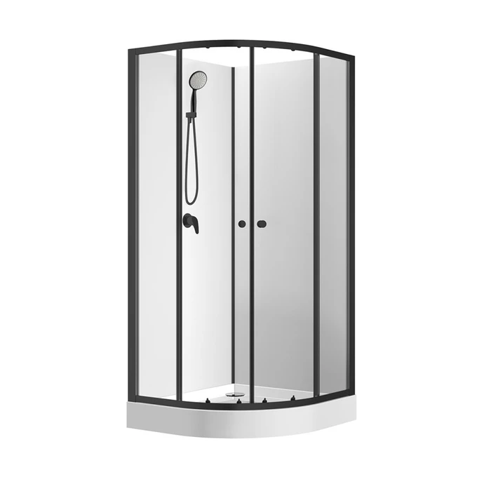 Душевая кабина Loranto NEO 100x100x(190+15) с низким поддоном 15см, прозрачное закаленное стекло 5 мм, профиль черный-матовый (CS-21800-100) CS-21800-100