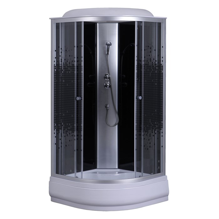 Душевая кабина Loranto 100х100х215 поддон 25см, мозаичный узор, прозрачное стекло 4мм, профиль хром (CS661025K100) CS-6610-25K 100